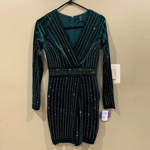 Emerald Green Sparkle Mini Dress